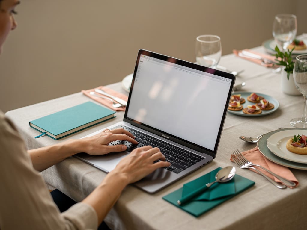 Richiesta di preventivo per catering a domicilio vicino a un tavolo apparecchiato